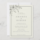 Elegante Lily Line Art bruiloft uitnodiging (Achterkant)