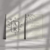 Elegante Lily Line Art bruiloft uitnodiging