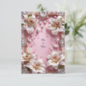 Elegante Lily Pearl Luxe Bloem Frame 💍🌸✨ Kaart (Staand voorkant)