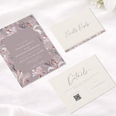 Elegante Lily Trouw RSVP Kaart met QR Code