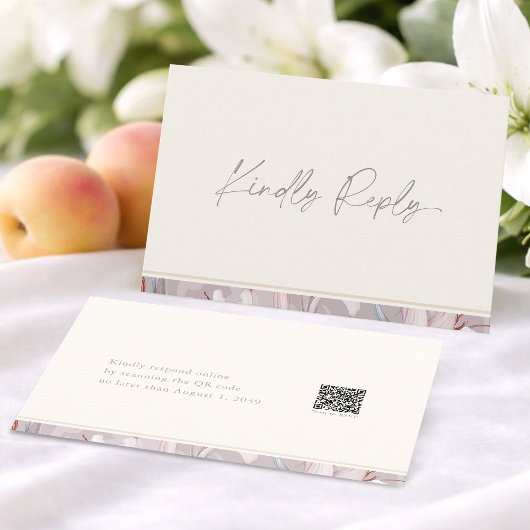 Elegante Lily Trouw RSVP Kaart met QR Code