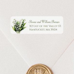 Elegante Lily van de Vallei Bloem Retouradres Etiket
