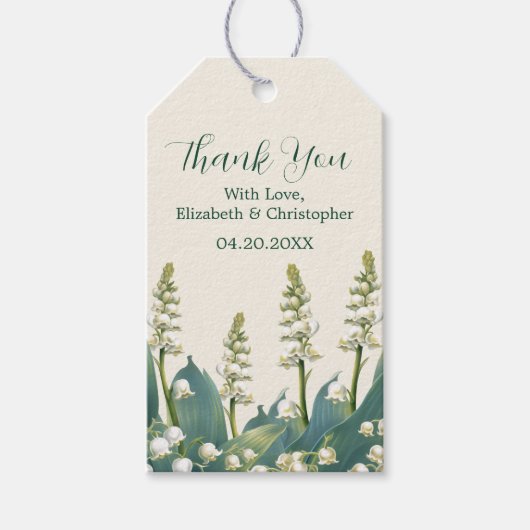 Elegante Lily van de vallei Bloemenbruiloft Cadeaulabel (Voorkant)