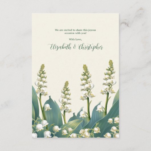 Elegante Lily van de vallei Bloemenbruiloft Informatiekaartje (Achterkant)