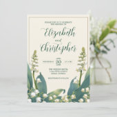 Elegante Lily van de vallei Bloemenbruiloft Kaart (Staand voorkant)