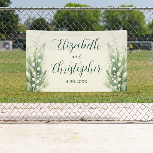 Elegante Lily van de vallei Bloemenbruiloft Spandoek (Insitu)