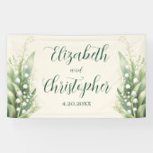 Elegante Lily van de vallei Bloemenbruiloft Spandoek (Horizontaal)