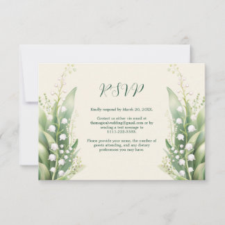 Elegante Lily van de vallei Bruiloft Horiz RSVP Kaartje