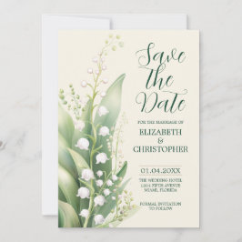 Elegante Lily van de vallei Bruiloft Save The Date Kaart