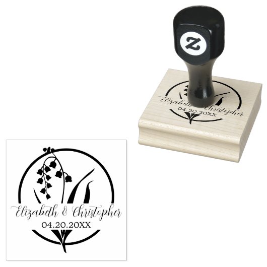 Elegante Lily van de vallei Floral Outline Bruilof Rubberstempel (Gestempeld)
