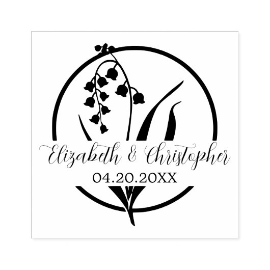 Elegante Lily van de vallei Floral Outline Bruilof Rubberstempel (Afrduk)
