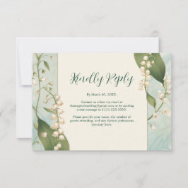 Elegante Lily van de vallei Floral Wedding Horiz RSVP Kaartje