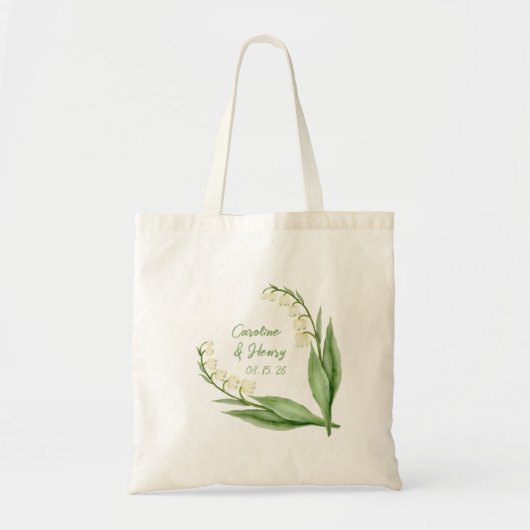 Elegante Lily van de Vallei Gepersonaliseerde brui Tote Bag (Voorkant)