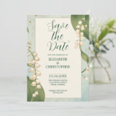 Elegante Lily van de vallei Save The Date Bruiloft Kaart (Staand voorkant)