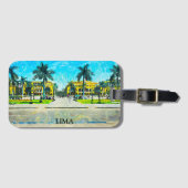 Elegante Lima Peru Olieverf Vintage Reizen Bagagelabel (Voorkant (horizontaal))