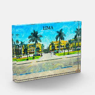Elegante Lima Peru Olieverf Vintage Reizen Fotoblokken