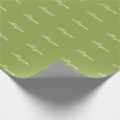 Elegante Lime Green aangepaste scriptnaam chic Cadeaupapier (Hoek)