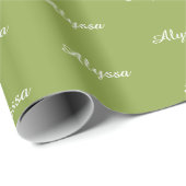 Elegante Lime Green aangepaste scriptnaam chic Cadeaupapier (Rol Hoek)