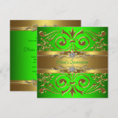 Elegante Lime Green en Gold Quinceanera uitnodigin Kaart (Voorkant / Achterkant)