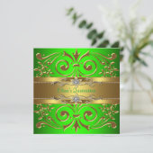 Elegante Lime Green en Gold Quinceanera uitnodigin Kaart (Staand voorkant)