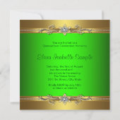 Elegante Lime Green en Gold Quinceanera uitnodigin Kaart (Achterkant)