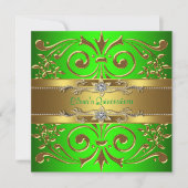Elegante Lime Green en Gold Quinceanera uitnodigin Kaart (Voorkant)