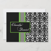 elegante limoen damask bruiloft uitnodiging (Voorkant)