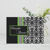 elegante limoen damask bruiloft uitnodiging (Staand voorkant)