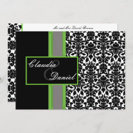 elegante limoen damask bruiloft uitnodiging