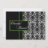 elegante limoen damask bruiloft uitnodiging (Voorkant)