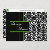 elegante limoen damask bruiloft uitnodiging (Voorkant / Achterkant)