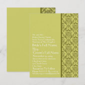 Elegante Limoen Damask bruiloft uitnodiging Briefkaart (Voorkant / Achterkant)