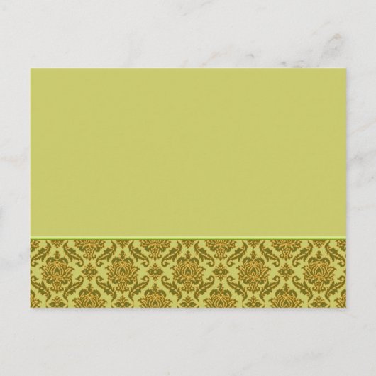 Elegante Limoen & Gold Damask bruiloft uitnodiging (Achterkant)