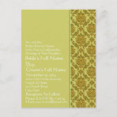 Elegante Limoen & Gold Damask bruiloft uitnodiging (Voorkant)