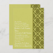 Elegante Limoen & Groene Damast bruiloft uitnodigi Uitnodiging Briefkaart (Voorkant / Achterkant)
