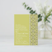 Elegante Limoen & Wit Damask huwelijksuitnodiging Uitnodiging Briefkaart (Staand voorkant)