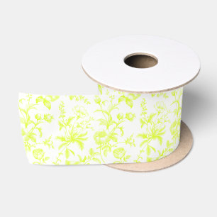 Elegante limoengroene grandmillennial toile bloem satijnen lint