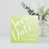 Elegante limoengroene ombre save the date kaart (Staand voorkant)