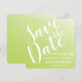 Elegante limoengroene ombre save-the-datekaart kaart (Voorkant / Achterkant)