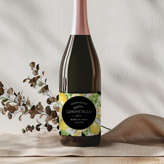 Elegante Limoncello citroenkrans Likeurfles Etiket