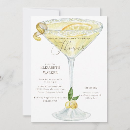 Elegante Limoncello Trouwdouche Kaart (Voorkant)