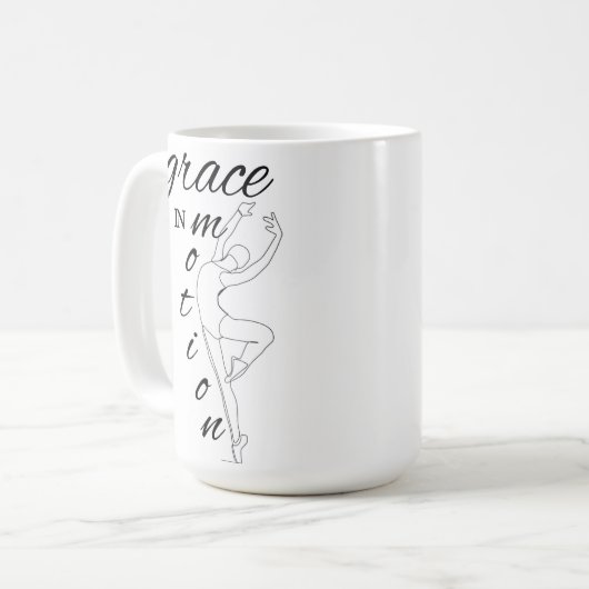 Elegante Line Art Ballerina met Quote Mok (Voorkant links)