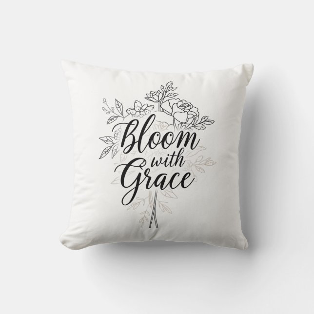 Elegante Line Art Bloemtypografie Kussen (Voorkant)