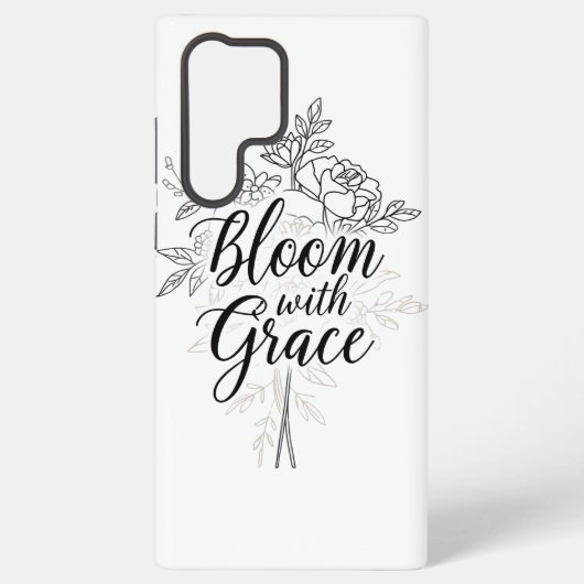 Elegante Line Art Bloemtypografie Samsung Galaxy Hoesje (Achterkant)