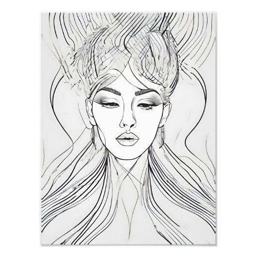 Elegante Line Art Portret Modern Foto Afdruk (Voorkant)