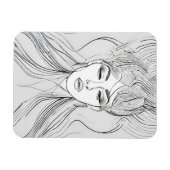Elegante Line Art Portret Modern Magneet (Horizontaal)