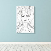 Elegante Line Art Portret Moderne Wall Art Canvas Afdruk (Insitu (Houten vloer))
