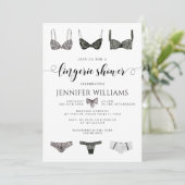 Elegante Lingerie Lace Bow Bruids Douche Uitnodigi Kaart (Staand voorkant)