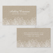 Elegante linnen bloemenwitte bloemen visitekaartje (Voorkant / Achterkant)