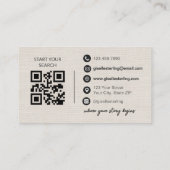 Elegante Linnen Foto Vastgoedmakelaar QR-code Visitekaartje (Achterkant)